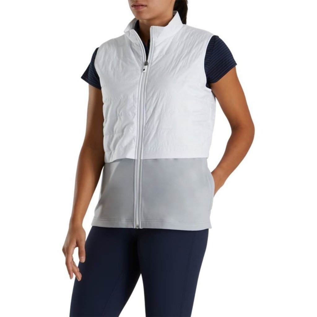 New Footjoy Women's Small Layered Insulated Golf Vest White Gray